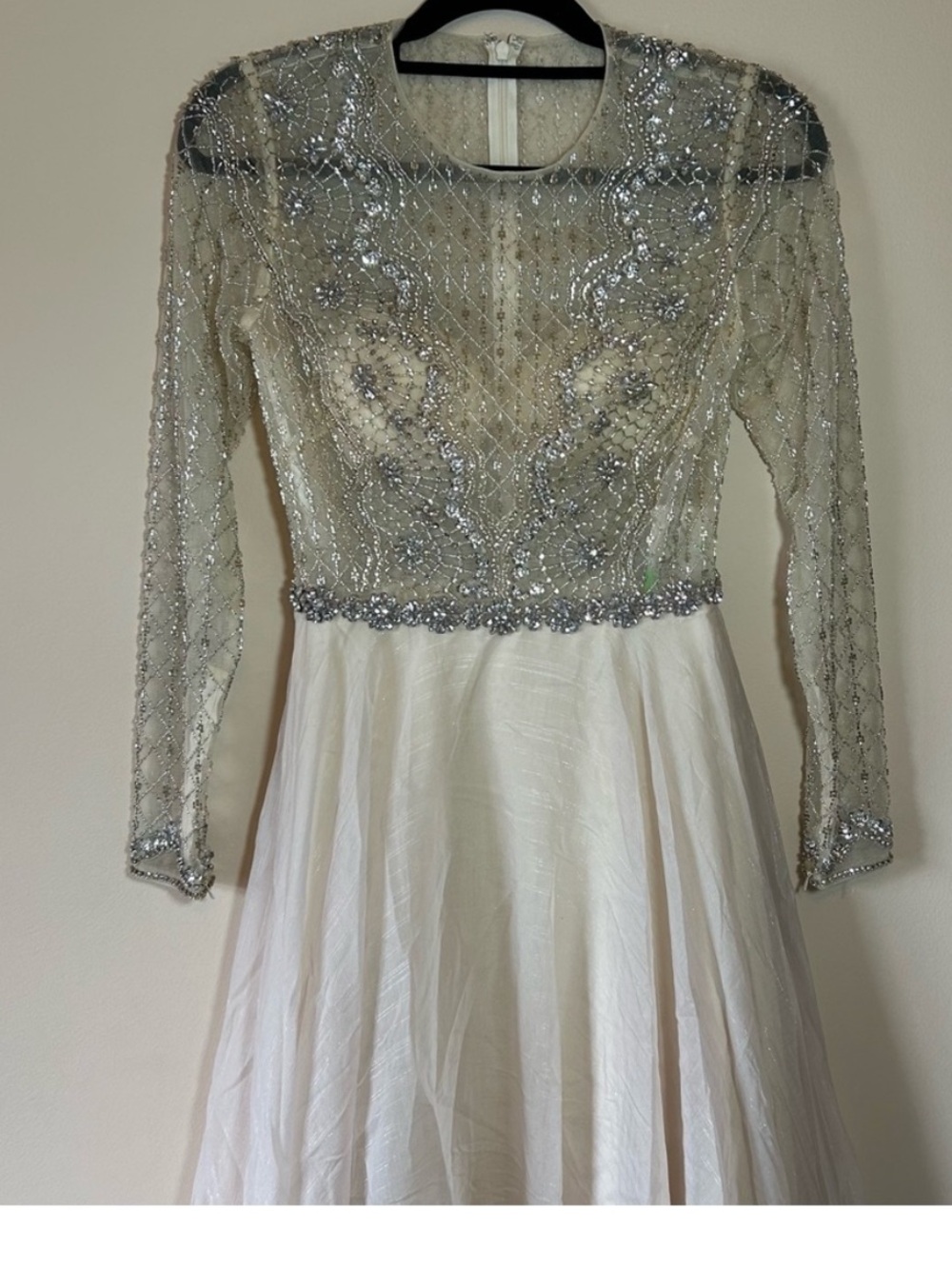 Mac Duggal Sample Wedding Dress Size 2 Beaded Bridal Gown Long Sleeve NWT